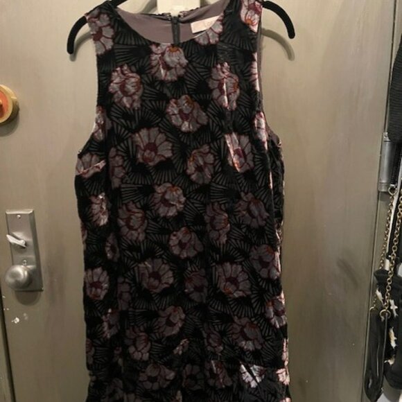 Retro Velvet Floral Art Deco Sleeveless Swing Mini Dress - NWOT - Picture 4 of 16
